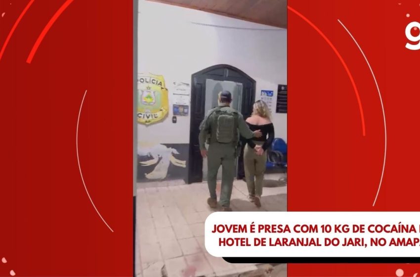  VÍDEO: Jovem é presa com 10 kg de cocaína em hotel de Laranjal do Jari, no Sul do Amapá