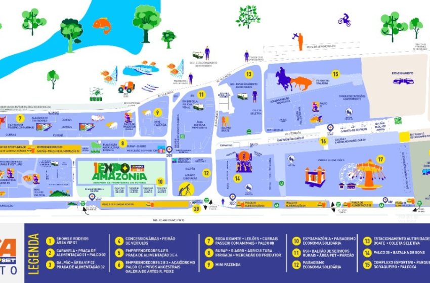 Expofeira 2025: veja mapa com locais de shows, pavilhões, parques e praças de alimentação