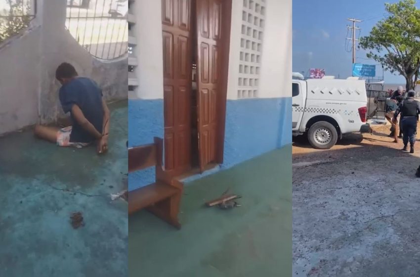  Alarme dispara e homem é preso ao tentar furtar igreja em Macapá; VÍDEO