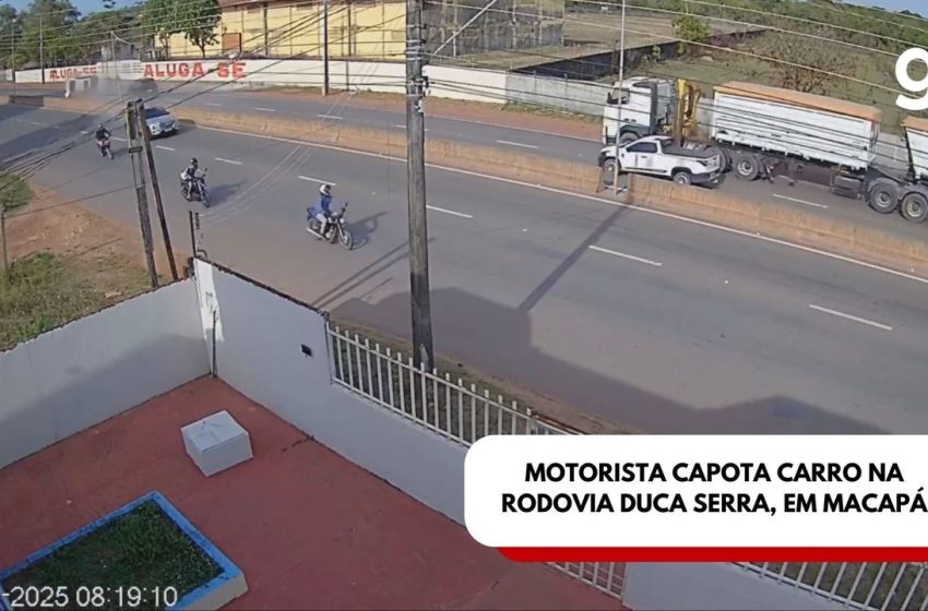  Motorista capota carro na rodovia Duca Serra, em Macapá; VÍDEO