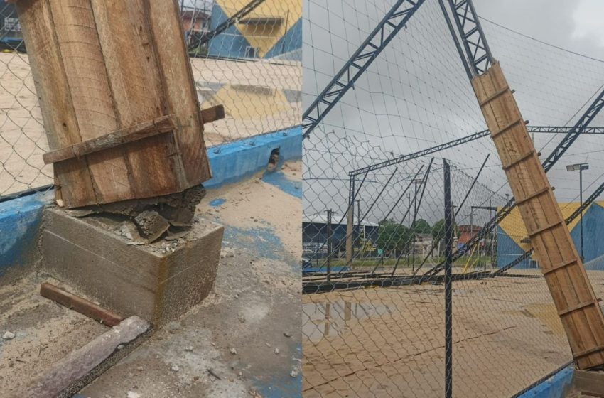  Pai e filho caem de 8 metros após estrutura metálica desabar em Macapá