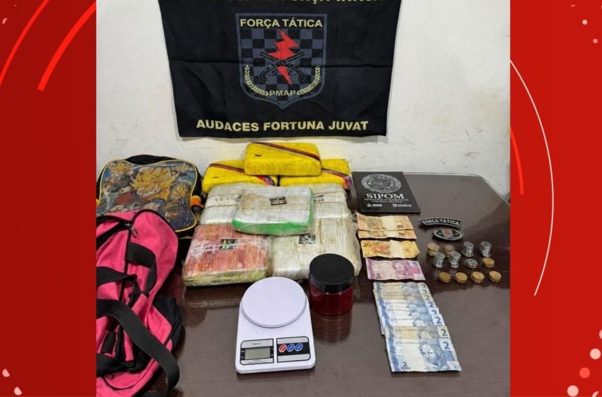  PM apreende 8 kg de maconha durante operação em Santana, no Amapá