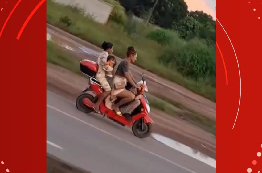  VÍDEO mostra motocicleta com cinco pessoas na rodovia Duca Serra, no Amapá