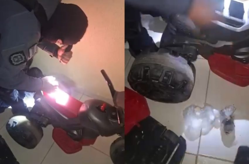  VÍDEO: polícia encontra drogas escondidas em velocípede de bebê em Macapá